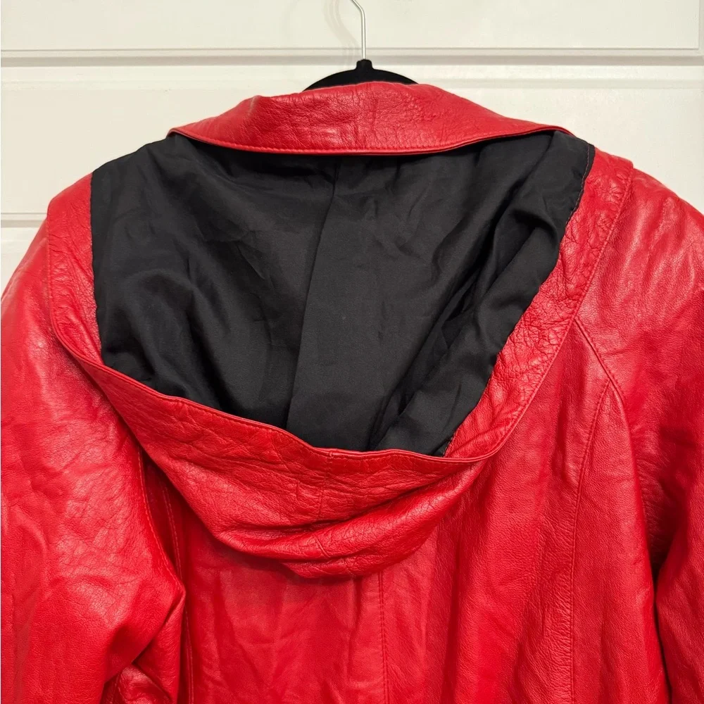 Custom Italian Gab Red Leather Jacket - Picture 8 of 8